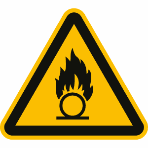 Warnung vor brandfördernden Stoffen nach ISO 7010 (W 028)