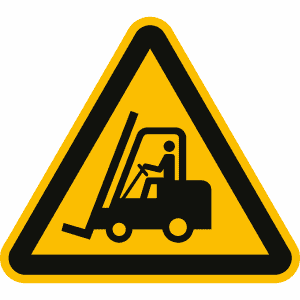Warnung vor Flurförderzeugen nach ISO 7010 (W 014)