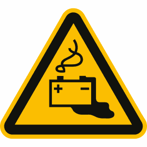 Warnung vor Gefahren durch Batterien nach ISO 7010 (W 026)