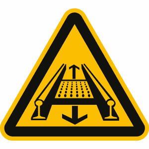 Warnung vor Gefahren durch eine Förderanlage im Gleis (BGV A8 W 29)