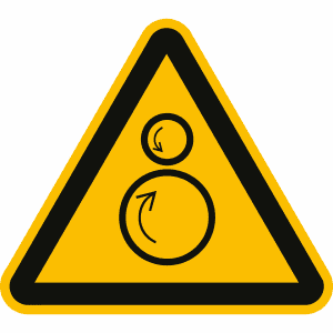 Warnung vor gegenläufigen Rollen nach ISO 7010 (W 025)