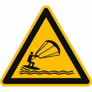Warnung vor Kitesurfern nach ISO 20712-1 (WSW 020)