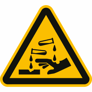 Warnung vor ätzenden Stoffen nach ISO 7010 (W 023)