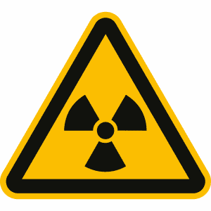 Warnung vor radioaktiven Stoffen oder ionisierenden Strahlen nach ISO 7010 (W 003)