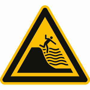 Warnung vor steil abfallendem Strand nach ISO 20712-1 (WSW 024)
