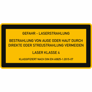 Laser Klasse 4 - Laserstrahlung - Bestrahlung von Auge oder Haut durch direkte oder Streustrahlung vermeiden