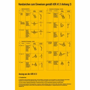 Handzeichen zum Einweisen gemäß BGV A 8