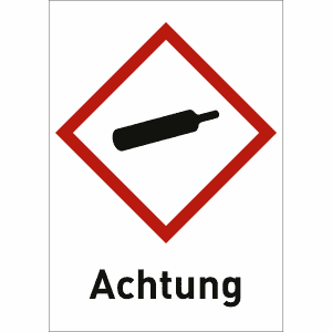 Gasflasche mit Text: Achtung (GHS 04)
