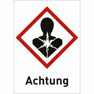 Gesundheitsgefahr mit Text: Achtung (GHS 08)