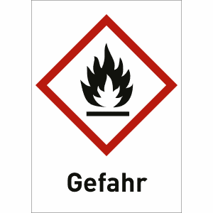 Flamme mit Text: Gefahr (GHS 02)