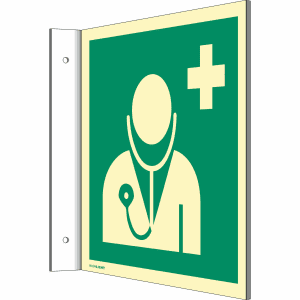 Fahnenschild Arzt nach ISO 7010 (E 009)