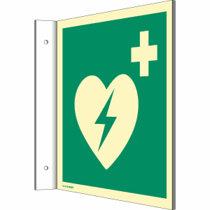 Fahnenschild Defibrillator nach ISO 7010 (E 010)