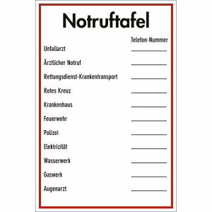 Notruftafel