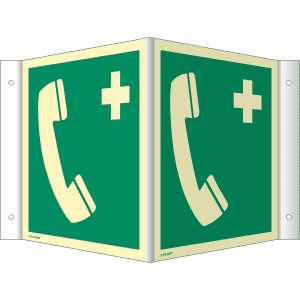 Nasen-/Winkelschild Notruftelefon (ISO 7010)