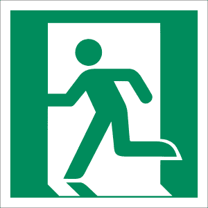 Notausgang links nach ISO 7010 (E 001)