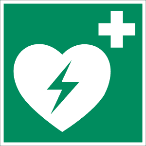 Defibrillator nach ASR A 1.3, BGV A8, DIN 67510, DIN 4844-2 (BGV A8 E 17)