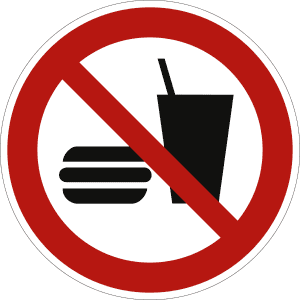 Essen und Trinken verboten nach ISO 7010 (P 022)