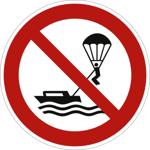 Parasailing verboten nach ISO 20712-1 (WSP 019)