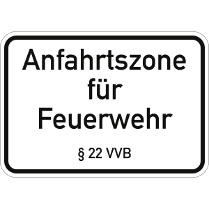 Anfahrtszone für Feuerwehr § 22 VVB