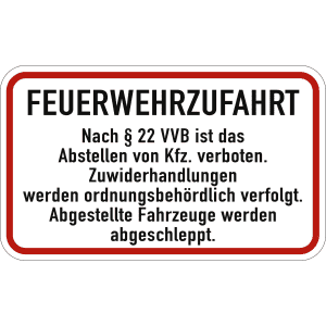 Feuerwehrzufahrt nach § 22 VVB