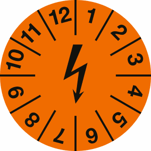 Prüfplaketten zur Kennzeichnung von elektrischen Einrichtungen, orange