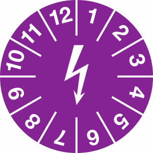 Prüfplaketten zur Kennzeichnung von elektrischen Einrichtungen, violett