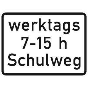 Schulweg in Verbindung mit zeitlicher Begrenzung an Werktagen - Verkehrsschild VZ 1042-53