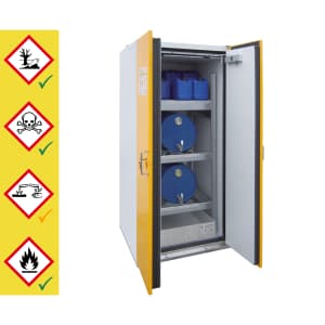 Sicherheits-Fass-Schrank für liegende Fässer (übereinander) oder Kleingebinde - storeLAB®