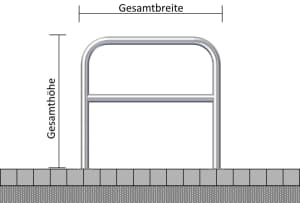 Anlehnbügel aus Stahl, wahlweise mit Querholm, zum Aufdübeln, Ø 60 mm