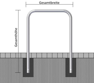 Anlehn- und Absperrbügel aus Stahl, zum Einbetonieren, Ø 60 mm