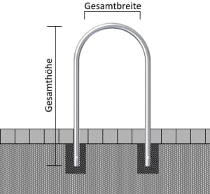 Rundbügel / Anlehnbügel, wahlweise mit Querstrebe, Ø 48 mm