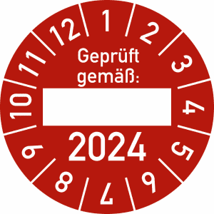 Prüfplaketten - Jahr, Geprüft gemäß ___