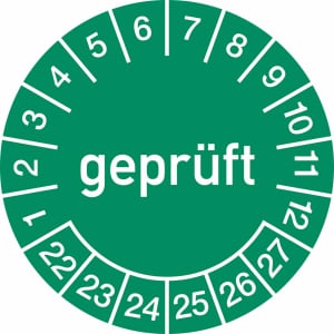 Prüfplaketten - geprüft - Jahre und Monate