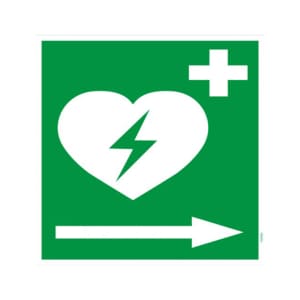 Defibrillator Pfeil rechts (BGV A8 VBG 125)