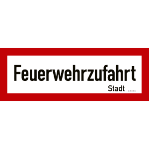 Feuerwehrzufahrt mit Angabe der Behörde nach DIN 4066