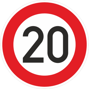 Zulässige Höchstgeschwindigkeit 20 km/h (Verkehrsschild Nr. 274-20)