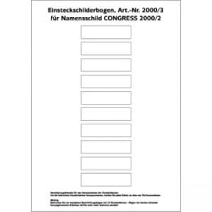 Congress 2000/2 Papiereinlagen für Namensschild