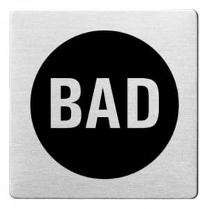 Textschild - Bad (ecken abgerundet/schwarz)