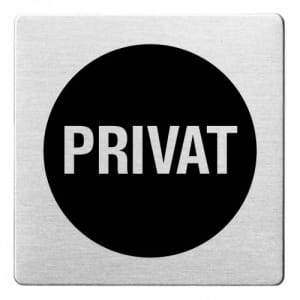 Textschild - Privat (ecken abgerundet/schwarz)