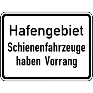 Zusatzzeichen VZ 1008-32 VZ 1008-33: Hafengebiet, Schienenfahrzeuge haben Vorrang