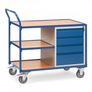 Leichter Werkstattwagen / Tischwagen mit 4 Schubladen und Zwischenboden - Tragkraft 300 kg