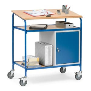 Rollpult mit geneigter Schreibfläche, 2 verstellbaren Böden und Flügeltürschrank - Breite 1100 mm - Tragkraft 100 kg