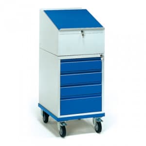 Rollschrank mit Schreibpult und 4 Schubladen - Tragkraft 150 kg