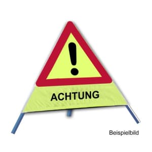 Faltsignal - Gefahrenstelle mit Text: ACHTUNG