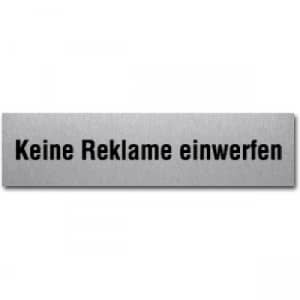 Textschild - Keine Reklame einwerfen (eckig)