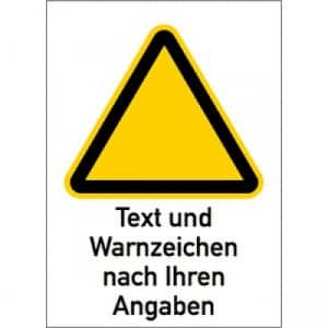 Warnzeichen mit Text und Standardsymbol nach Ihren Angaben - Kombischild