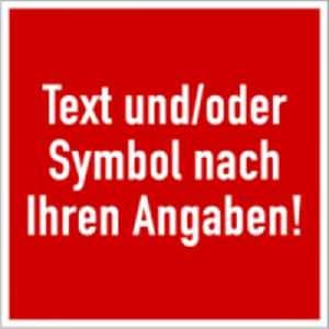 Brandschutzschild mit Text und Symbol nach Ihren Angaben
