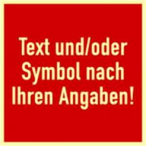 Brandschutzschild mit Text und Symbol nach Ihren Angaben