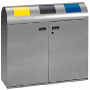 Wertstoffsammler 3-fach / Wertstoffsammelstation mit selbstschließenden Einwurfklappen - Inhalt 240 (3x 80) Liter
