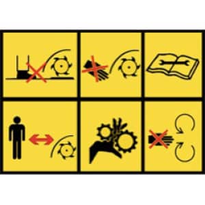 Rasenmäherwarnhinweise 6 Symbole